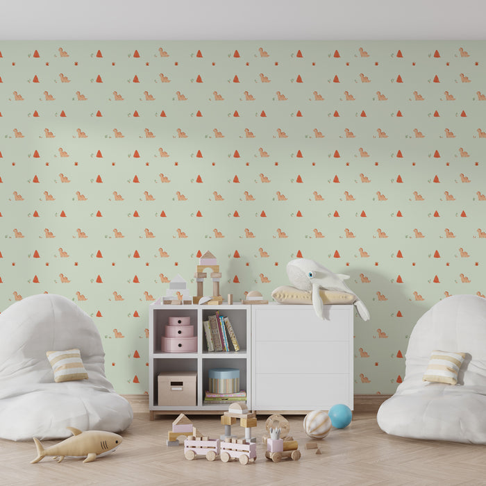 Papier peint chambre enfant à motifs | Mignonnes petites créatures et formes colorées