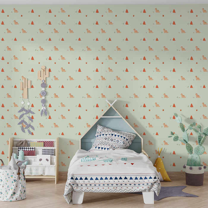 Papier peint chambre enfant à motifs | Mignonnes petites créatures et formes colorées