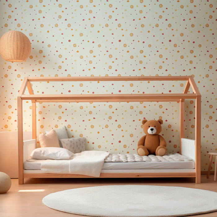 Papier peint chambre enfant à motifs | Motifs ensoleillés et éclats colorés